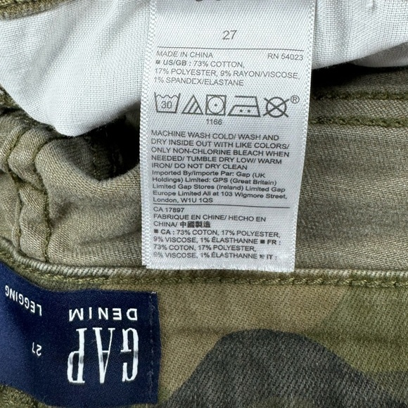 Gap Cammo Mid Rise Skinny Stretch Jegging Womens Size 27/4 - Picture 3 of 7